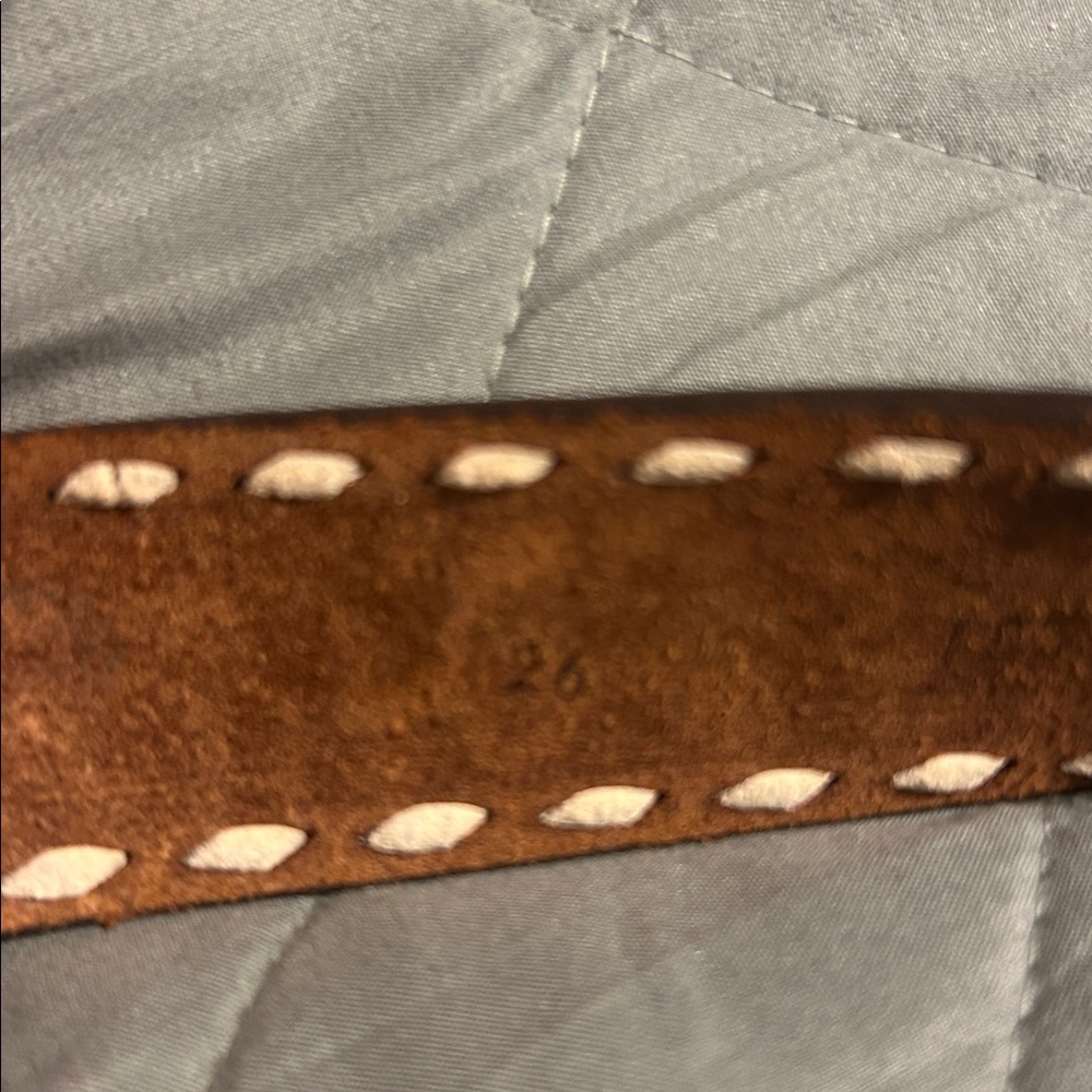Vintage “CHRISTINA” name Tony Lama Brown Leather Belt with White Stitching - Picture 5 of 6